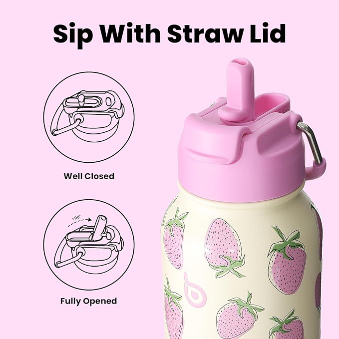 BOTTLE BOTTLE 32oz Insulated Water Bottle Stainless Steel Sport Water Bottle with Straw Dual-use Lid Design for Gym with Pill Box