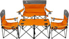 Camping Chair Set of 3, Outdoor Folding Camping Chairs for Heavy People with Cup Holder & Carry Bag,Collapsible Chair Include One Sofa Chair and Two Single Chair,Support up to 500lbs