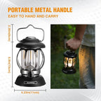 EverBrite Camping Lantern Rechargeable, Retro Metal Camping Light, 4400mAh Battery Powered Hanging Vintage Camping Lamp, 3 Light Modes, Outdoor Tent Light, Emergency Lantern for Power Outage - Black