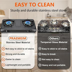 Propane Stove 2 Burner Gas Stove Top, 27200 BTU High-Efficiency LPG Metal Cooktop With Auto Ignition, CSA Regulator and Hose, Perfect for Outdoor Kitchen, Camping, RV & Emergency Cooking