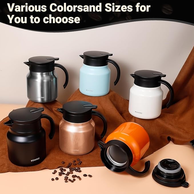 27Oz Thermal Coffee Carafes For Keeping Hot/Cold, Stainless Steel Coffee Carafe, Dustproof Insulated Water Carafe for Party/Home,Cream