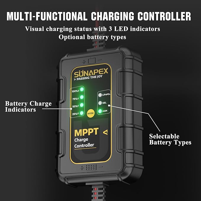 SUNAPEX 50W Flexible Solar Panel with MPPT Charge Controller, Solar Battery Charger Maintainer, 12V Waterproof Solar Trickle Charger for Car, Motorcycle, Boat, Marine, RV, Trailer, Tractor,Truck, etc