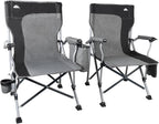 Ablazer 2-Pack Camping Chairs for Adults, Support 350LBS Lawn Chairs with Cup Holder & Cooler Bag, Folding Chairs for Outdoor, Fishing, RV Trip