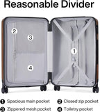 Hanke 29 Inch Luggage Suitcases With Spinner Wheels Lightweight PC hardside Rolling Suitcase With Travel Lock, Checked-Large 29-Inch Christmas Gifts for Birthday （Brown）