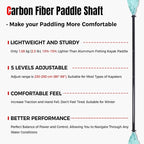 Angler Kayak Paddles Carbon Fiber Shaft and Plastic Blade, Floating Adjustable Fihsing Kayak Oars with Paddle Leash, 230-250cm/90-98 inch