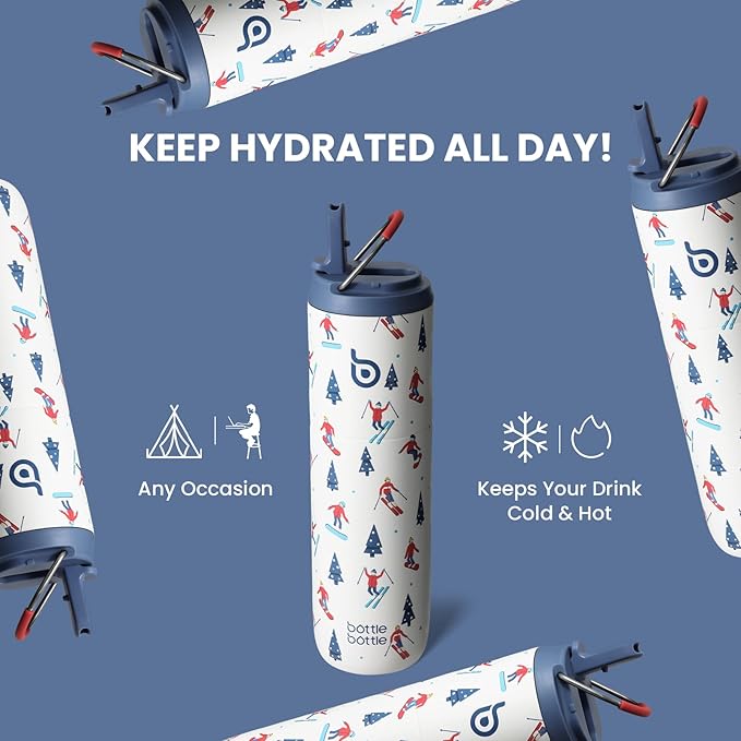 BOTTLE BOTTLE Insulated Water Bottle 24oz with Straw Lid and Handle for Sports Travel Gym Stainless Steel Water Bottles Double-Wall Vacuum Metal Leak Proof BPA-Free