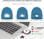 ATNKE LED Lighted Beanie Hat,USB Rechargeable 4 LED Running Headlamp Bright Cap with The Light Gifts for Men and Women