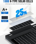 300 Watt Solar Panel, 25% High-Efficiency, 3PCS 100W Solar Panels, 18BB N-Type, Monocrystalline PV Modules, for RV, Marine, Rooftop, Farm and Off-Grid System