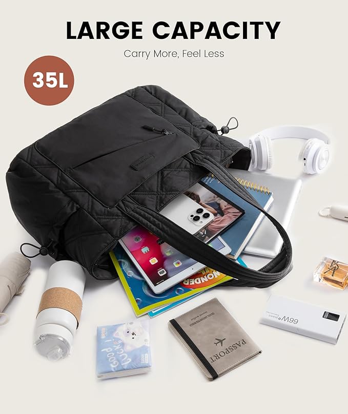 LOVEVOOK Tote Bag for Women, puffer tote bag for Work Travel Nurse, Lightweight quilted Bags with Compartments