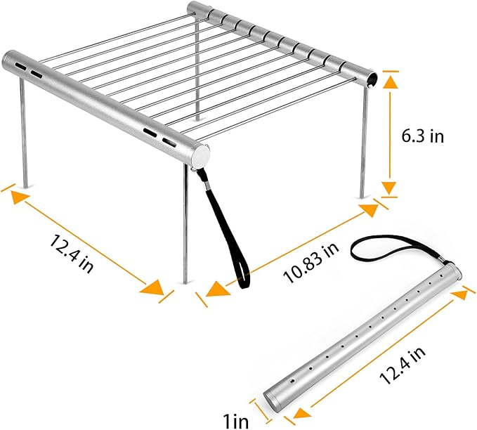 NASHRIO Portable Camping Grill, Folding Compact Stainless Steel Charcoal Barbeque Grill for Picnics, Backpacking, Backyards, Survival