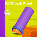 24 oz Insulated Water Bottle for Women: Meoky Stainless Steel Metal Water Bottle with 2-in-1 Straw and Spout Lid - Leak Proof, Cold for 24 Hours, Protective Silicone Base, BPA-Free for School, Violet