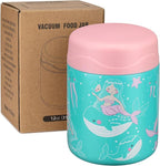12oz Soup Thermo for Hot Food Kids Insulated Food Jar Wide Mouth Lunch Container Leak Proof Stainless Steel Vacuum Bento Box for School Office Travel Outdoors Green-Mermaid