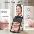 Magnetic Wireless Power Bank, 5000mAh Portable Charger with LED Makeup Mirror & Phone Stand, 20W USB-C Fast Charging Battery Pack for iPhone 17/16/15/14/13/12 Series, Black Butterfly