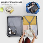 Kono Luggage Set 4 Piece Carry On Hardside Luggage with TSA Lock Spinner Wheels Carry On Suitcase Navy