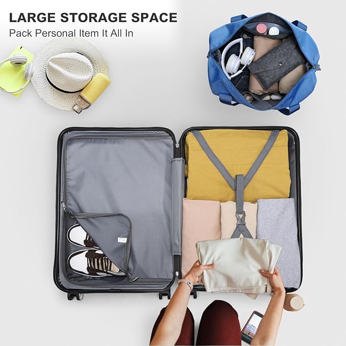 Kono Luggage Set 4 Piece Carry On Hardside Luggage with TSA Lock Spinner Wheels Carry On Suitcase Navy