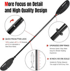Angler Kayak Paddles Aluminum Paddle with Plastic Blades and Paddle Leash, Floating Adjustable Fishing Kayak Oars, 3 Piece, 230-250cm/90-98 inch