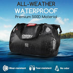 Waterproof Duffel Bag - Motorcycle Dry Bag Tail Bag with Large Storage Space, Waterproof Luggage Duffle Bags with Outer Mesh Zipper Pocket for Camping, Kayaking, Fishing & Traveling