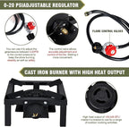 BESTFIRE Propane Burner,100,000 BTUs High Pressure Single Propane Stove with 4.1ft Adjustable Hose with Regulator,Gas Stove for Outdoor Cooking, Turkey Fry, Seafood Boil