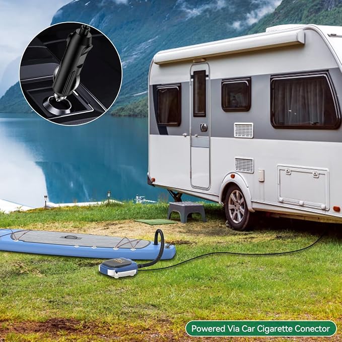 20PSI High Pressure Electric Paddle Board Pump, Portable 12V DC SUP Air Pump Inflate & Deflate for Stand Up Paddle Boards, Kayak, Tent