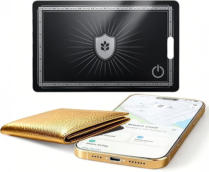 [2026 New] Wallet Tracker Card for Apple Find My (iOS Only) - Ultra Slim Rechargeable Bluetooth Tracker, IP68 Waterproof Smart Finder & Item Locator for Keys, Wallet, Bags, Luggage Tags（1- Pack）