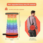 Portable Collapsible Stool, Adjustable Height Folding Seat for Adults and Kids, Lightweight Retractable Telescoping Stool for Camping, Travel, Fishing, Outdoor & Indoor Use (Rainbow Orange)