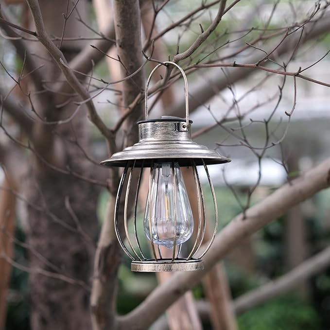 Solar Lanterns Outdoor Waterproof - Outdoor Hanging Lantern with Shepherds Hook, Garden Solar Lights Decorative Gifts for Women Mom Grandma, Lanterns Decorative Outdoor for Yard Patio Backyard Porch