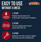 Fire Starter Rolls 100 pcs - Value Pack - Waterproof, Odorless - for BBQ, Charcoal Grills, Camping, Fire Pit, Indoor Fireplace, Wood Stove - Natural, Quick Ignition, Long Burn Charcoal Starter