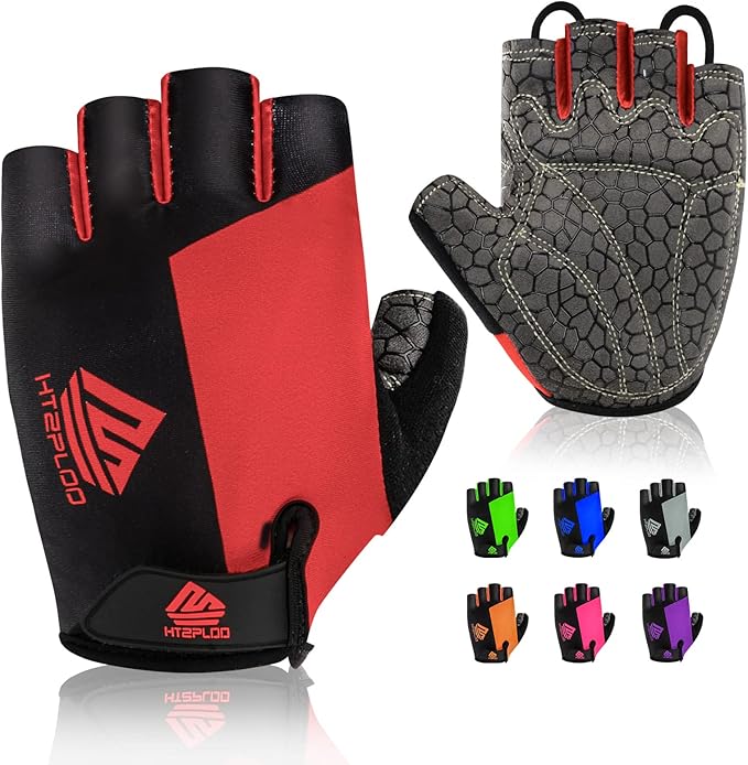 Bike Gloves for Men Women with Anti-Slip Shock-Absorbing Pad, Light Weight Half-Finger Cycling Gloves