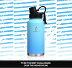 Modern Water Bottle with Straw Lid Dustproof, 3 Lids Vacuum Insulated Stainless Steel Metal Thermos, Reusable Leak Proof BPA-Free Flask for Gym, Travel, Sports-32 Oz Gradient Blue