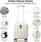 Hanke 14 Inch Underseat Carry On Luggage with Wheels, Lightweight, Waterproof, TSA-Approved, Suitcase, Ivory White