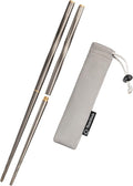 Titanium Chopsticks, Foldable Ultralight Chopsticks, Reusable Utensils for Camping Backpacking Hiking Travel Home, 9-inch, with Storage Bag