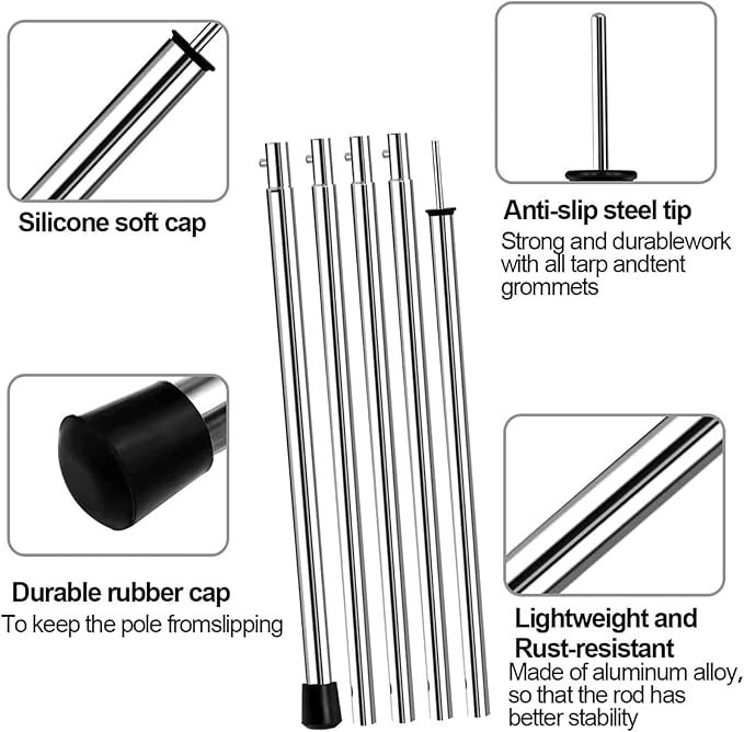 SAN LIKE Tent Pole Telescopic Adjustable tarp Poles for Camping Canopy Awning Shelter Backpacking Hiking -(Adjustable Length - Steel)