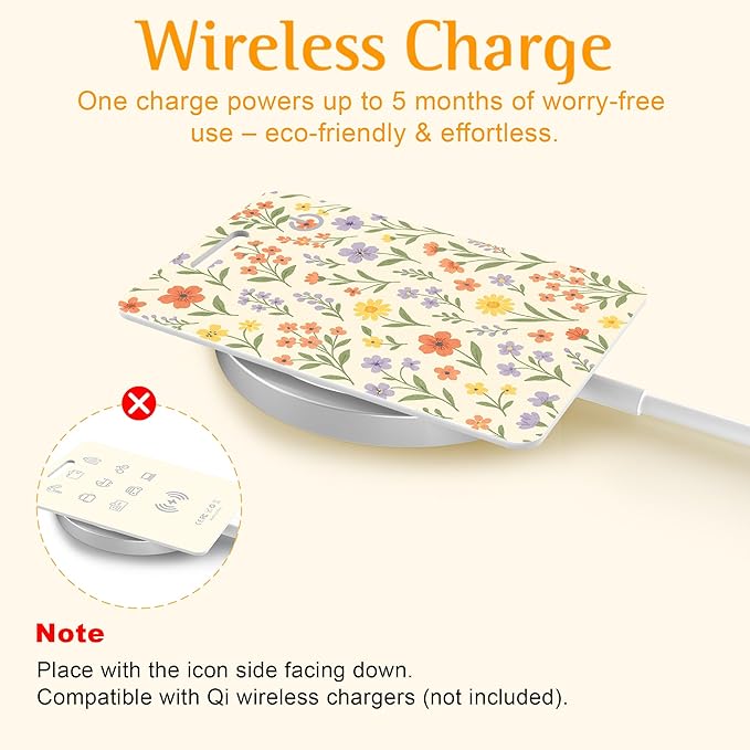 Wallet Tracker Card (iOS Only), Rechargeable Bluetooth Smart Tracking for Apple Find My Compatible Anti Tracker for Men Women Slim Item Locator for Purse Passport Key Luggage Tag (1Pcs/White FLR)