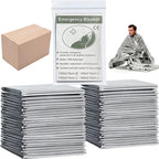 Emergency Foil Blanket Silver (25 Pack), Survival Thermal Mylar Blankets Individually Packaged Perfect for Outdoors, Hiking, Survival, Marathons or First Aid