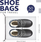 Shappy 50 Pcs Translucent Shoes Bags for Travel Storage Large Clear Drawstring Bags Plastic Portable Shoe Organizer Pouch (Classic,11.8 x 15.7 Inches)