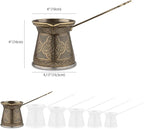 Alisveristime Authentic Turkish Coffee Pot, Handmade Cezve/Ibrik, 4-Inch Width, 4-Inch Height - 20.28 Ounce Enhance Your Coffee Experience Now! (6 Cup) (Antique Green)