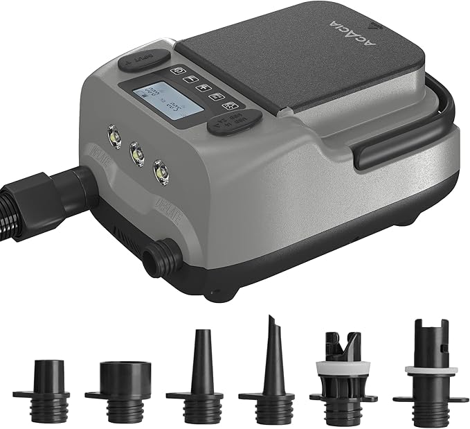 ACACIA Paddle Board Pump, Dual Stage Inflation SUP Pump, 30% Faster Electric Air Pump, 16 PSI 6000mAh Battery Air Pump for Stand Up Paddle Boards, Air Mattresses