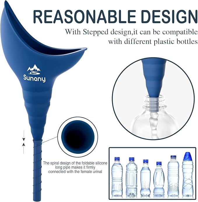 Female Urination Device, Reusable Female Urinal Silicone Women Pee Funnel Allows Women to Pee Standing Up, The Perfect Companion for Camping,Outdoor,Travel（Fuchsia）