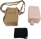 Outdoor - 2L Portable Water Canteen with Waist Bag, Multi Fuctional PVC Flat Camping for Surplus or Bushcraft Gear (Khaki)