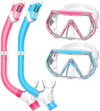 Snorkeling Gear for Kids, Kids Snorkel Set for Ages 6-14, Dry Top Snorkel, Mask Set Kid Swimming Goggles Diving Mask Combo Set Anti-Fog Panoramic View Scuba Packages