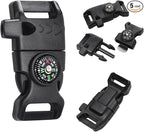 5/8 Inch Compass Flint Scraper Fire Starter Whistle Buckle Paracord Bracelet Outdoor Camping Emergency Survival Travel Kits