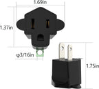 JACKYLED ETL Listed 3-2 Prong Converter Polarized Grounding Adapter 3-Prong to 2-Prong Adapter Fireproof Material 392℉ Resistant Wall Outlets for Household Appliances Industrial, Black, 8 Pack