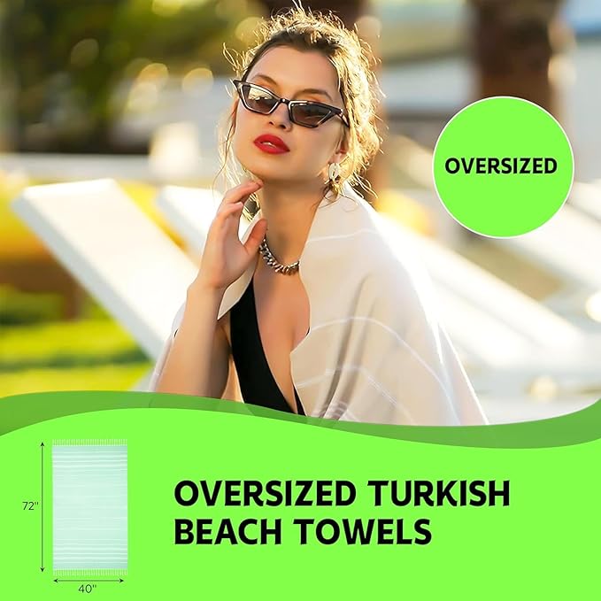 HAVLULAND Turkish Beach Towels Oversized -100% Turkish Cotton Super Soft Lightweight - Absorbent and Quick Drying Bath Towel - Sand Free Beach Towel - Turkish Towels for Adults (Black, 12 Pack)