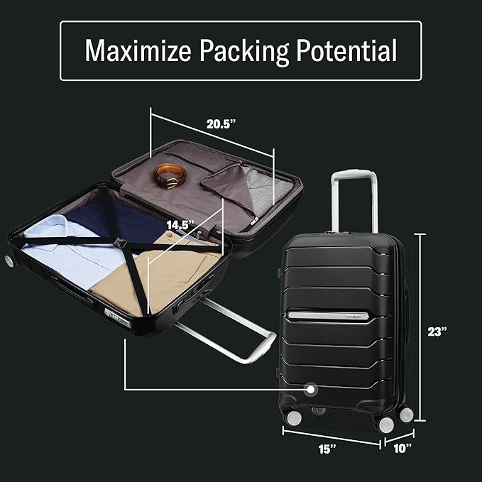 Samsonite Freeform Hardside Carry-On Luggage with Spinner Wheels - Hardshell Suitcase - TSA, Airline-Approved - Expandable Hard Shell, Smooth Rolling Wheels for Lightweight Travel - White