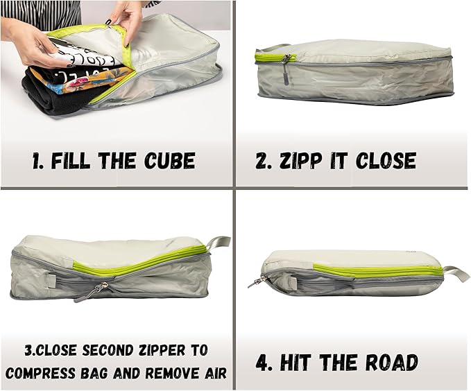 6 Set/3 Set Ultralight Compression Packing Cubes, Suitcase and Backpack Travel Organizer Bags