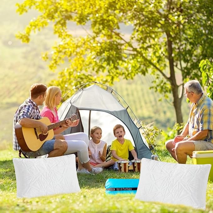 Small Shredded Gel Memory Foam Pillow，Adjustable for Contoured Support -Portable Ideal for Backpacking, Camping, Travel, Car, Airplane,Office Nap