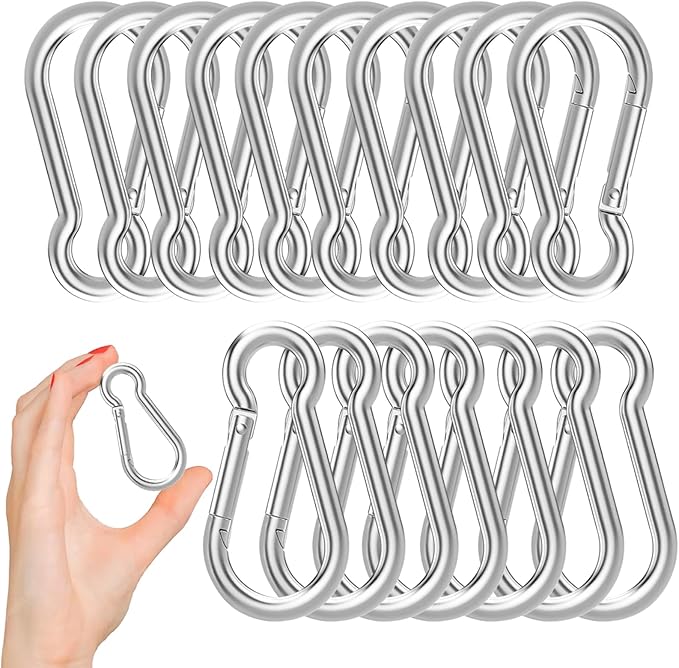 50PCS M8x5/16 Gavanized Steel Carabiner Clips, 3" Heavy Duty Spring Snap Hooks Carabiner, 470LBS Capacity Spring Quick Links Clips for Camping Hiking Hammock Swing and Outdoor Activities