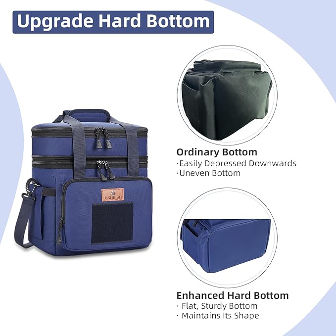 Tactical Lunch Box, Expandable Insulated Large Lunch Bag, Heavy Duty Waterproof Leakproof Cooler Bag for Adults/Men/Work Outdoor Picnic Day Trips, 20 Can/15 L, Blue, HSHRISH