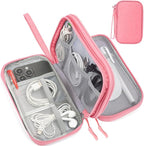 CAAORDKSO Electronics Travel Organizer, Waterproof Cable Organizer Bag, Travel Essentials for Women, Tech Pouch for Travel, Backpack, Cord, Charger, Phone, Power Bank, Earphone (Dark Pink, Medium)