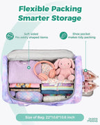 Choco Mocha Girls Suitcase with Wheels, Kids Rolling Duffle Bag Luggage for Travel 22inch, Fluids Babyblue